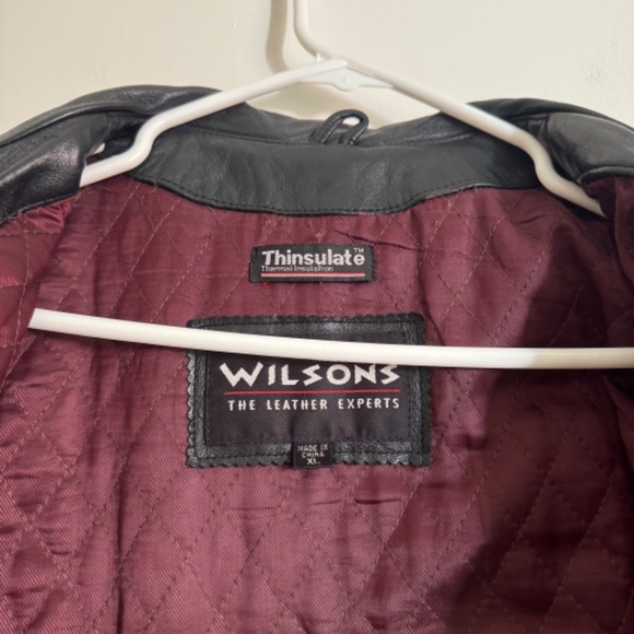 Vintage 90s Wilsons Leather Black Hip Length Zip Jacket with Belt | Size XL - Picture 5 of 10